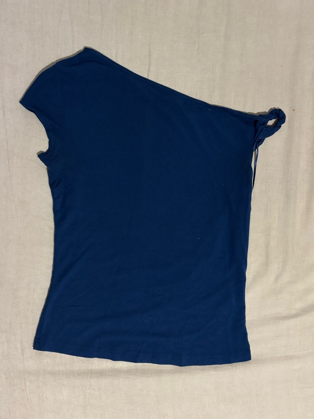 Garage Electric Blue Asymmetric Twisted Short Sleeve Top